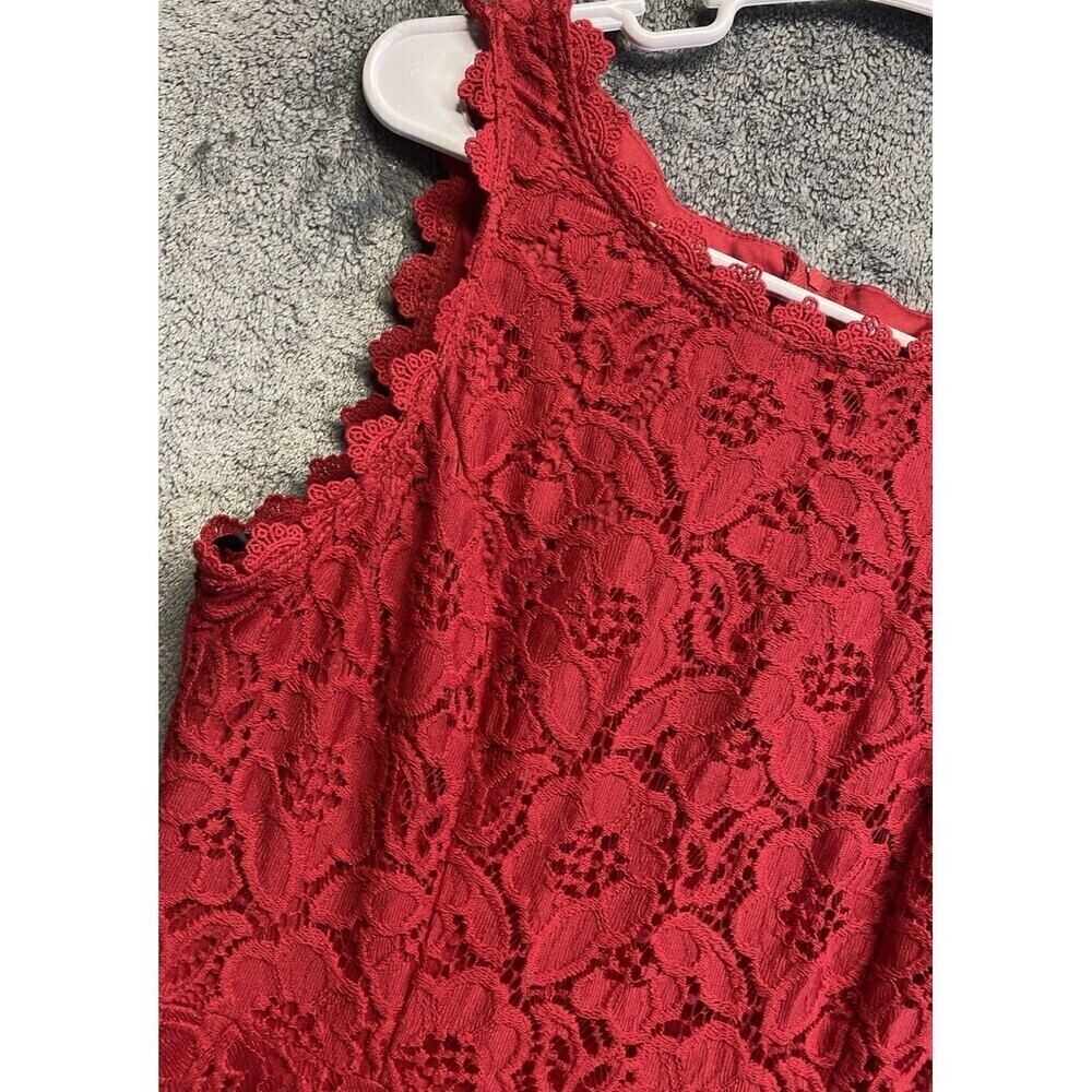 City Studio Juniors Fit & Flare Red Floral Lace Special Occasion Dress Size 11 - Picture 7 of 14